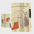 Square Rug With Abstract Lines Geometric Shapes And Colorful Hand Drawn Design