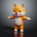 Cute Shiba Inu Plush Toy with Smiling Face Open Arms and Tongue Out Orange White