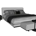 Modern Double Bed With White And Gray Bedding Nightstands And Decorative Items 3d model