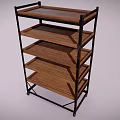 Four Tier Wooden Shelf Unit With Metal Frame Modern Storage Solution