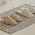 Square Rug with Woven Texture and Soft Beige Light Gray Home Slippers for Indoor Decor