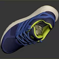 Blue And Yellow Sports Sneakers With Breathable Mesh Upper And White Sole
