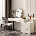 Modern Minimalist Bedroom with White Dresser Chair Mirror Framed Art and Decorative Plants