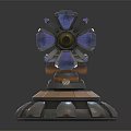 Mechanical Device With Rotating Blades And Circular Metallic Blue Gray Base Structure 3d model