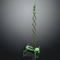 Green Aerial Work Platform With Telescopic Tower And Mobile Base Structure 3d model