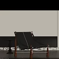 Stylish Minimalist Lounge Chair With Wooden Legs And Black Cushion Design