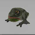 Cartoon Frog Character 3D Model with Green Body Yellow Eyes and Open Mouth