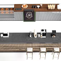 Modern Coffee Shop Cashier Counter With Display Case Bar Counter And Stools