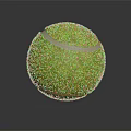 Green Grass Textured Tennis Ball With White Stitching And Shiny Reflective Surface