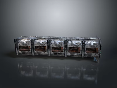Multiple Silver Metal Electronic Modules Neatly Arranged With Display Panels 3d model