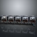 Multiple Silver Metal Electronic Modules Neatly Arranged With Display Panels