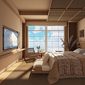 Quiet Modern Simple Homestay Hotel Rooms 3d model