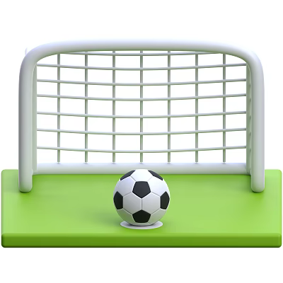 White Football Goal With Black And White Soccer Ball On Green Base Sports Training Equipment 3d model