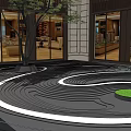 Japanese Dry Landscape Garden Design With Raked Sand Patterns Green Moss Patch And Tree