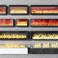 Various Modern Fireplace Designs With Realistic Flame Effects Different Styles And Finishes 3d model