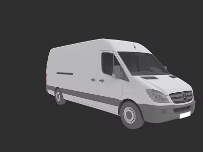 White Mercedes Cargo Van Exterior Design With Side View And Front Features 3d model