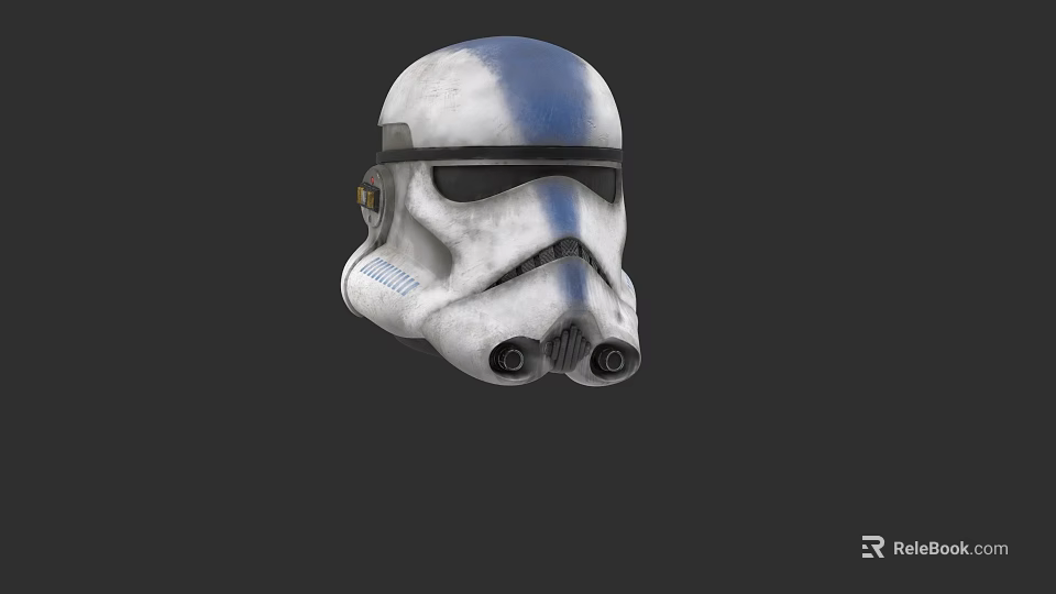 Detailed Star Wars Clone Trooper Helmet With White Blue Stripes Game Movie Character 3d model 
