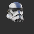 Detailed Star Wars Clone Trooper Helmet With White Blue Stripes Game Movie Character
