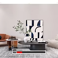 Modern Leisure Sofa Combination Leisure Chair Coffee Table Coffee Table Combination Sofa Lazy Sofa Painting Vase Carpet 3d model