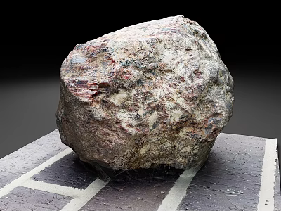 Natural Rockery Stone With Colorful Textures Placed On Concrete Platform 3d model