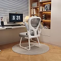 Modern Study Room Interior With Desk Computer Office Chair Bookshelf And Table Lamp