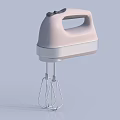 Sleek Pink Hand Mixer With Metallic Silver Accents And Whisk Attachments