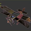 Vintage Space Exploration Craft Model With Colorful Wings And Mechanical Structure