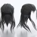 Black Wig Ornament Display Set With Different Hairstyle Designs On White Background