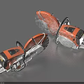 Two Orange And White Chainsaws Professional Hardware Tools For Cutting Work 3d model