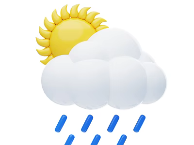 Decorative Ornament Set With Sun Cloud And Raindrops Design For Home Decoration 3d model
