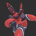 Red And Purple Mechanical Robot With Battle Stance And Armor Design