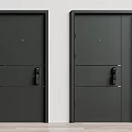 Black Modern Security Doors With Double Panel Design For Home Safety 3d model