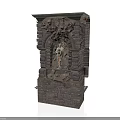 Intricate Stone Sculpture with Carved Figure on Detailed Architectural Stone Structure