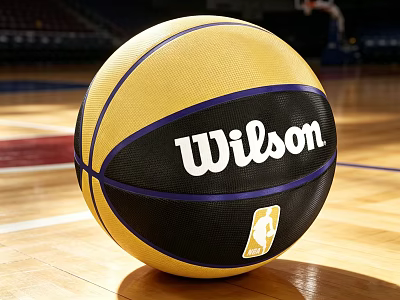 Wilson NBA Official Basketball As Premium Sports Equipment On Wooden Court 3d model