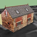 Charming Detached House With Stone Exterior Red Brick Accents Grey Roof And Skylights