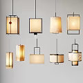 Pendant Lights Various Modern Designs With Square Cylindrical And Grid Patterns For Home Interior Decor 3d model