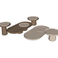 The combination of several sides of the tea table 3d model