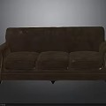 Classic Brown Upholstered Three Seater Sofa With Armrests And Comfortable Design