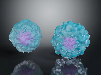 Anatomical Organ And Hair Structure In Blue Purple Spherical Form With Textured Surface 3d model