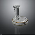 Decorative Classical Column with Draped White Fabric and Circular Ornate Base 3d model