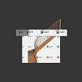 Modern Wooden Staircase With Curved Handrail On White Display Stand Interior Design