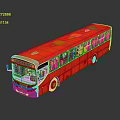 Red Modern City Bus with Large Windows Sleek Exterior and Reflection on Smooth Surface