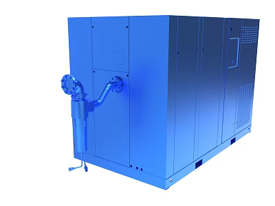 Blue Industrial Machinery Unit With Pipeline Connection And Metal Structure 3d model