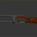 Vintage Rifle Weapon With Wooden Stock Metal Barrel Magazine And Bullets
