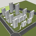 Modern Residential Complex 3D Rendering With High Rise Buildings Green Spaces And Road Layout