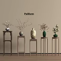 Pollform Flower Stands with Various Designs and Decorative Vases Holding Plants in Modern Minimalist Interior