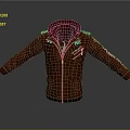 Red Leather Hooded Jacket With Zipper Front And White Sleeve Designs