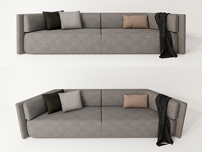 Modern Double Sofa Multi-Person Sofa Long Sofa Pillow Leisure Sofa Blanket model