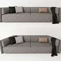 Modern Double Sofa Multi-Person Sofa Long Sofa Pillow Leisure Sofa Blanket 3d model
