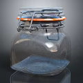 Empty Transparent Glass Jar With Metal Clasp And Orange Seal On Smooth Surface